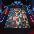 thumbnail image 4 of Retro Colorful Wood Grain Area Rugs, Multicolor Texture Carpet, Machine Washable Non Slip Low Pile Rug for Living Room Bedroom Study Office Entrance Foyer 3x4ft, 4 of 8