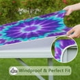 thumbnail image 6 of Purple Blue Tie Dye Spiral Pattern Square Fitted Tablecloth with Elastic Edge,Square Table Cover,Washable Elastic Table Cover for Home Kitchen Party Decor 34"x34", 6 of 6