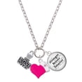 thumbnail image 1 of Delight Jewelry Silvertone LOVE Stamp - Hot Pink Heart Nurse Strong Zoe Necklace, 1 of 4