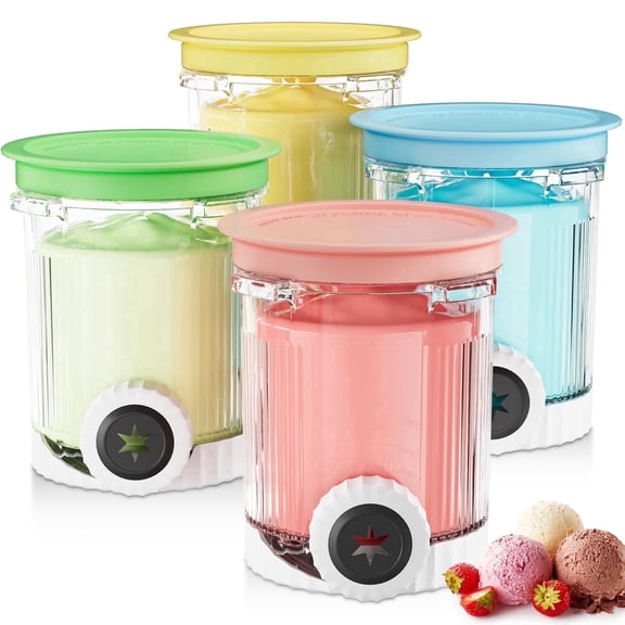Creami Swirl Pints & Lids for Ninja Swirl Ice Cream Maker NC700 Series, Swirl Container Replacement for Ninja Creami, BPA-Free & Dishwasher Safe (Pink&Blue&Yellow&Green, 4Pcs)