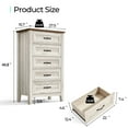 thumbnail image 2 of Ataucjin 5 Drawer Dresser For Bedroom,Farmhouse Chest Of Drawers,Wood Tall Storage Dresser Organizer With Metal Handle,Bedroom Vertical Nightstand Bedside Table Furniture For Living Room Closet Hallwa, 2 of 7