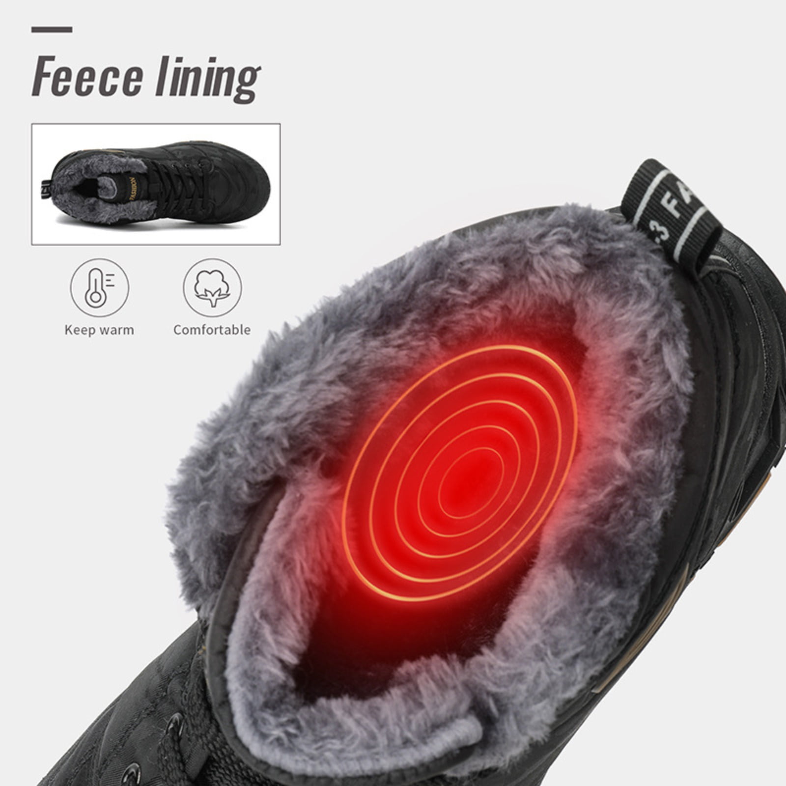 Men’s Insulated Outdoor Hiking Snow Boots, Fleece-Lined Warm Camouflage Winter Shoes with Protective Closed Toe, Non-Slip Waterproof Cold-Weather Boots for Outdoor Trekking