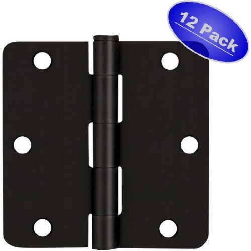 6 Pack Cosmas Flat Black Door Hinge 3.5 Inch x 3.5 Inch with 5//8 Inch Radius Corners