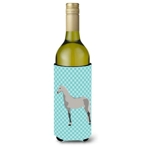 Orlov Trotter Horse Blue Check Wine Bottle Beverge Insulator Hugger