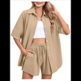 thumbnail image 1 of Conjunto de Chándal de 2 Piezas para Mujer, de Verano, con Top de Corta y Pantalones Cortos. Caqui XL, 1 of 8