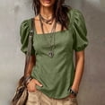 thumbnail image 2 of CHGBMOK Womens Summer Peplum Tops Sqaure Neck Ruffle Sleeve Blouses Fit Flowy Shirts Solid Casual Tees, 2 of 7
