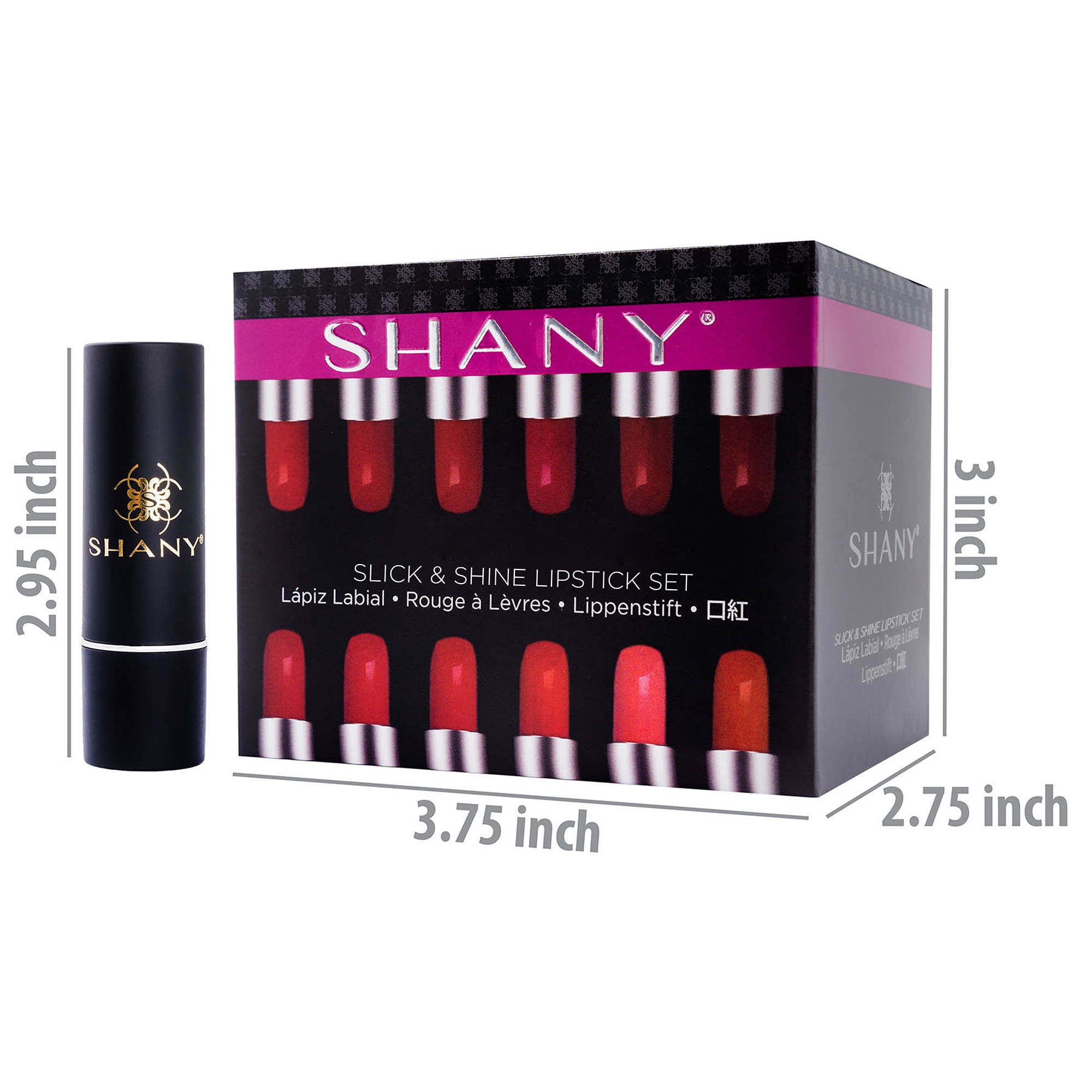 SHANY Slick and Shine Multicolored Lipstick Set 12 Matte Lip Colors Long Lasting Hydrating Lip shades with Vitamin E and Aloe Vera in for Smooth Creamy Lip contour and Everyday Makeup Use – Matte