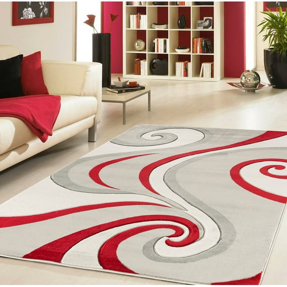 Modern Swirls Hand-Carved Soft Living Room Area Rug