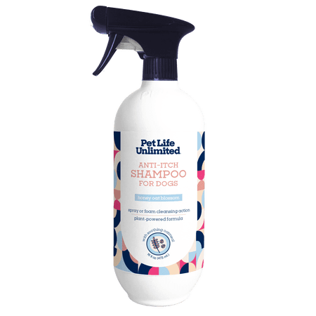 Pet Life Unlimited Anti-Itch Dog Shampoo with Two-Way Spray Honey Oat Blossom 16oz