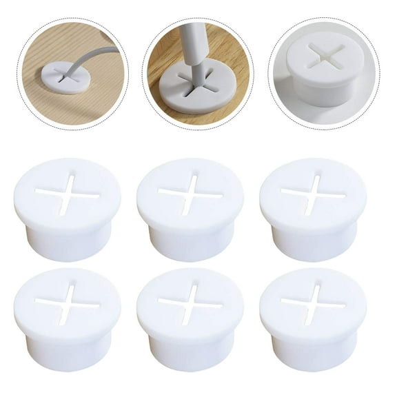PAMINGONO Computer Desk Grommet White Rubber 8Pcs 1.1X1.1X0.4In