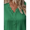 thumbnail image 4 of DYMADE Women Solid Color Long-Sleeved V-Neck Lace Hollow Stitching Shirt Top, 4 of 4