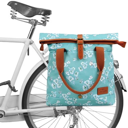 TOURBON Cycling Accessories Vintage Bike Rear Rack Pannier Bicycle Tote Back Seat Storage Bag Waxed Canvas Handbag
