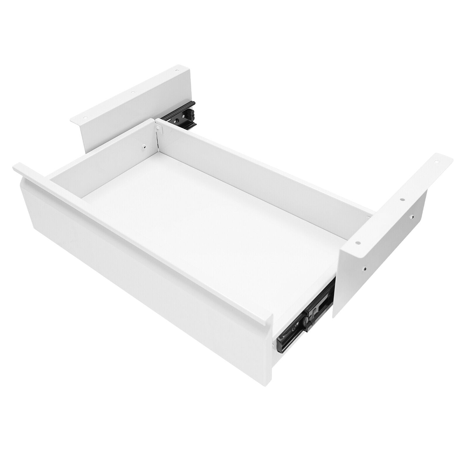 Pull-out Drawer White Under Desk Mounted Sliding Pull-out Drawer, Storage Organizer for Sit Stand Workstation
