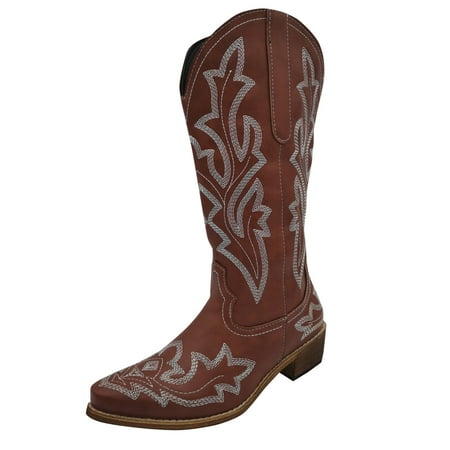 

Rdeuod Winter Boots for Women Fashion Embroidery Riding Boots Casual Warm Middle Heels Middle Tube Boots Shoes