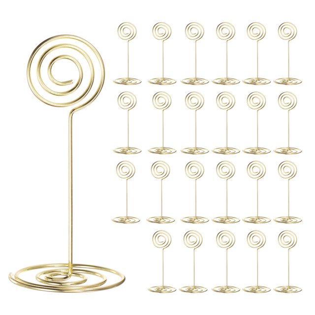 Unique Bargains Table Number Holders 85mm Tall 40mm Base Width Circle Golden, 24 Pieces