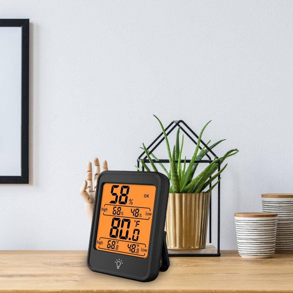 Tizuqe Thermometers Hygrometer Weather Stations Magnetic Desktop Temperature Humidity Meter Gauge with LCD Display for Home