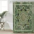 thumbnail image 5 of Turkish Boho Shower Curtain, 36" x 72", Green Wallpaper Murals Retro Medieval Waterproof Bathroom Curtain Washable Shower Curtain Set with 12 Hooks, 5 of 6