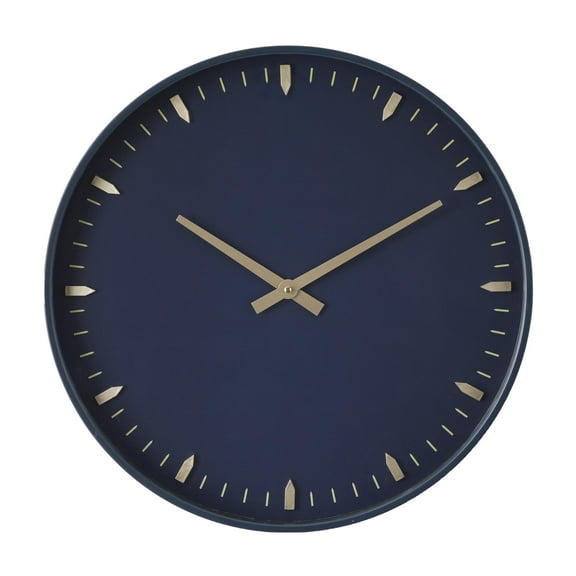 DecMode 20" Dark Blue Glass Numberless Wall Clock with Gold Accents