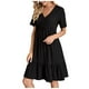 thumbnail image 1 of Vestido camisero informal de mujer de color liso con cuello en V y manga corta - Material de poliéster, estilo sexy y moderno, tallas S-XXXL para citas/ocio, 1 of 7