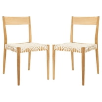 SAFAVIEH Pranit Dining Chair, White/Natural, Set of 2 (18.5 in. W x D x 31.5 in. H)