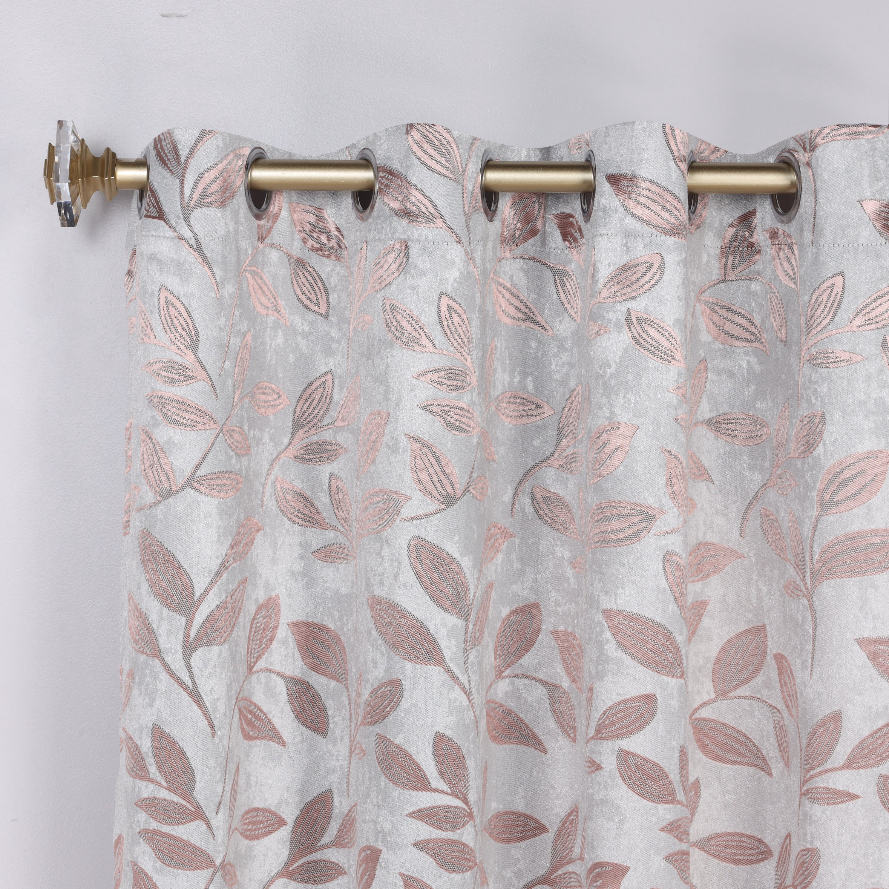 Superior Blackout Leaves Curtains Set of 2, Light Filtering Grommet Curtain Panel Set, Champagne, 46"W x 84"L