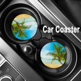 thumbnail image 3 of SPEKSEE Beach Palm Tree Print Ceramic Car Interior Coasters 2 Pack, Anti Slip 2.56 Inch Absorbent Cup Mat Interior Accessories Fit for Most Cars, 3 of 7