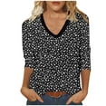 thumbnail image 2 of ALLLIST Black Women's Tops Graphic V-Neck 3/4 Sleeve Casual T-Shirts Loose Pullover Women Blouses Dressy Casual, 2 of 4