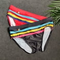 thumbnail image 5 of Men Bright Striped Swim Briefs Swimwear Trunks Surfboard Beach Shorts Swimsuit, 5 of 8