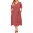 thumbnail image 6 of Hotian Women Curve Plus Size V Neck Button Front High Waisted Casual Summer Midi Tea Dress With Pocket 3XL/US18 (one size smaller), 6 of 7