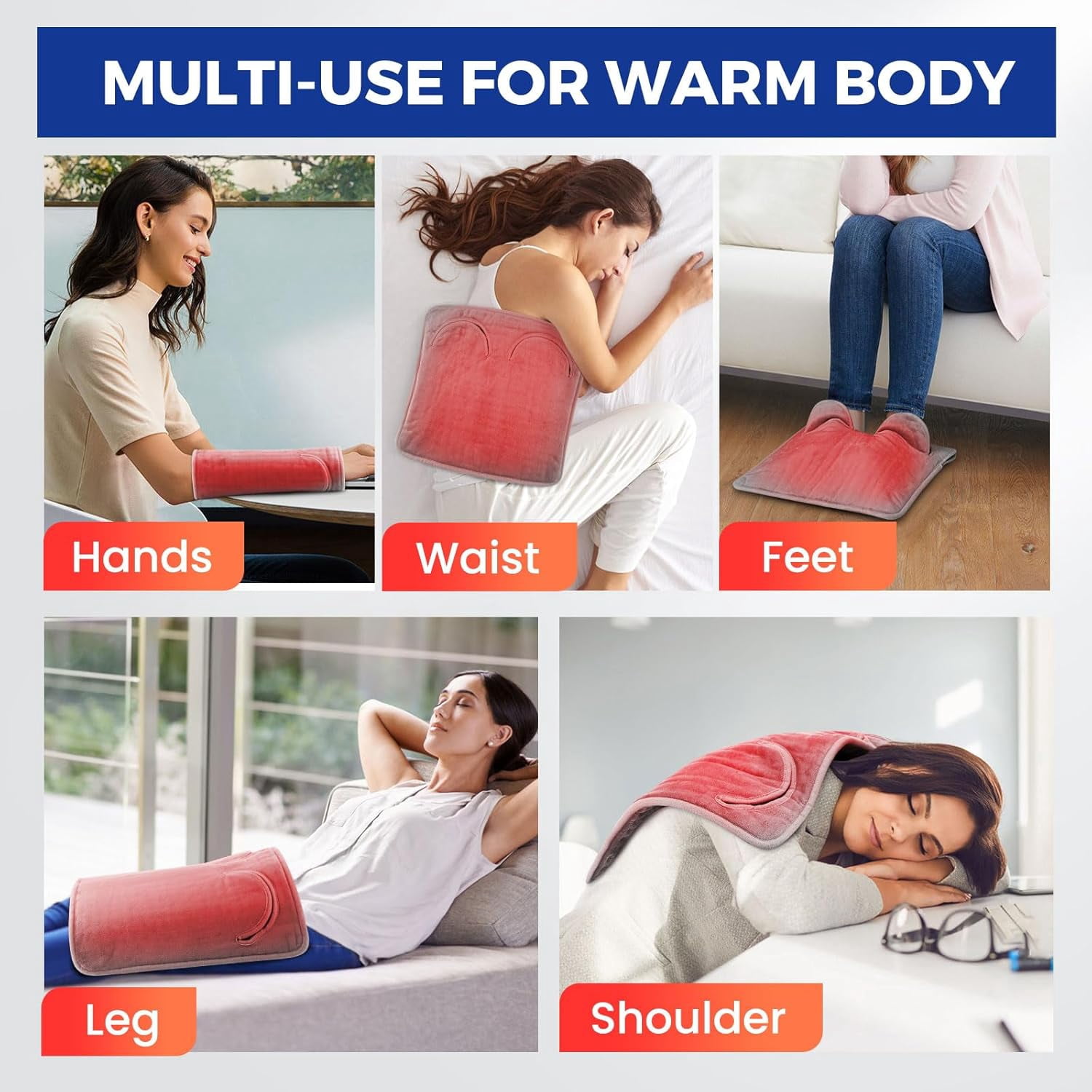 Electric Heated Foot Warmers for Men and Women, Double Sided Electric Foot Warmer, Foot Heating Pad with 9 Temperature & 4 Timer Settings, Fast Heating Technology for Office, Home, Machine Washable