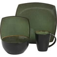 thumbnail image 4 of Gibson Elite Soho Lounge Square 16 Piece Stoneware Dinnerware Set - Green/Black, 4 of 6