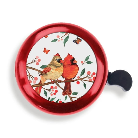 WIRESTER Bicycle Bell Red Aluminum Alloy Mini Bike Bell With Ring Horn Accessories for Adults Men Women Kids Girls and Boys - Red Cardinal Lovebird