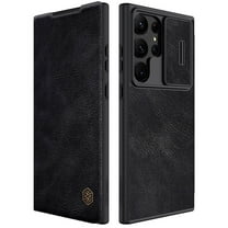 TECH CIRCLE Wallet Case for Samsung Galaxy S23 Ultra with Card Slots Holder Lens Camera Slide Non-Slip Protection Cover, Rugged PC PU Leather  Shockproof Glossy Slim Thin Anti-Drop Flip Case,Black