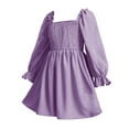 thumbnail image 3 of EnJoCho Girls Chiffon Rufle Min𝗂 Dress Square Neck 𝖫antern Sleeve Smoc𝗄ed Waist Tulle Summer Play-time Par𝗍y Outfit, 3 of 4
