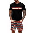 thumbnail image 2 of GrmtClth Mens Usa Flag 2 Piece Outfits Independence Day 4th Of July T-Shirt and Shorts Set Summer Short Sleeve Outfit Trendy Elastic Drawstring Clothes Wine 2XL, 2 of 5