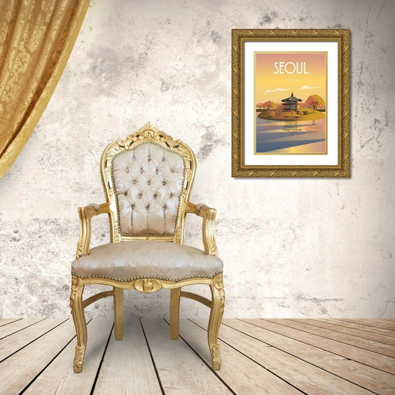 ARCTIC FRAME 24x32 Gold Ornate Wood Framed with Double Matting