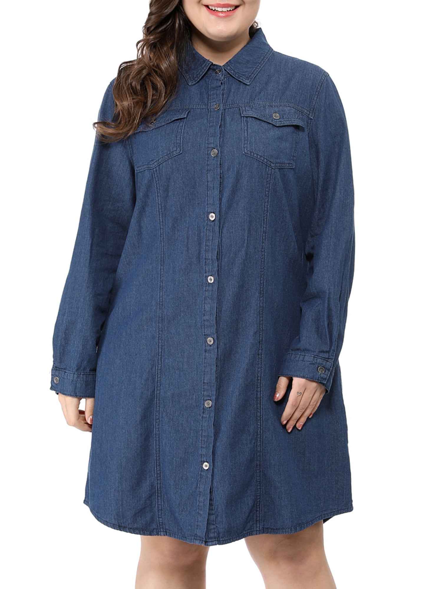 Above Knee Denim Shirt Dress 