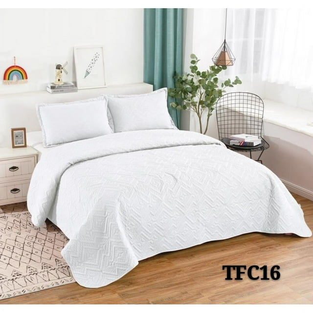 Funda de cama para verano, 2 plazas, poliéster blanco