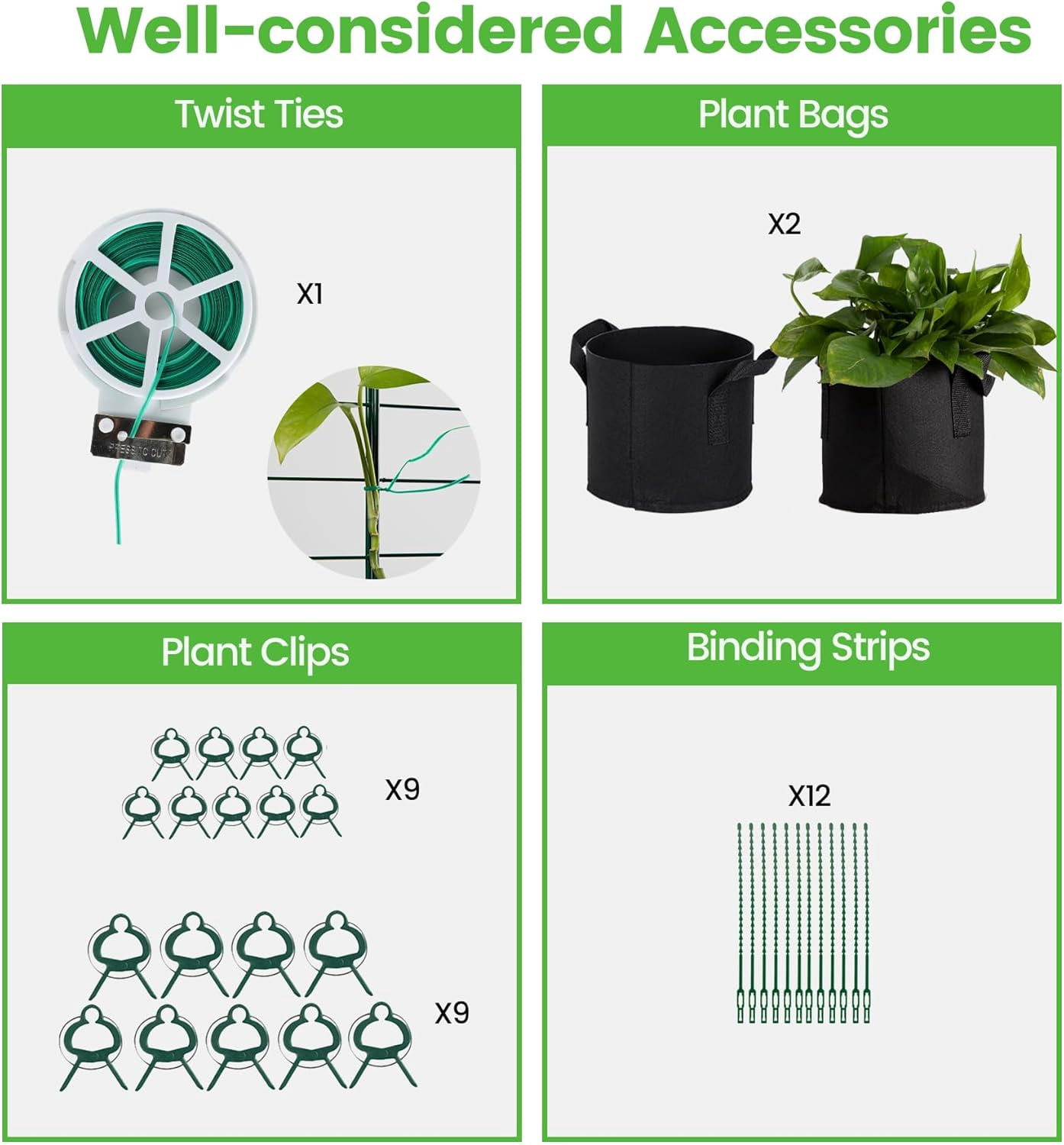 Foldable Cucumber Trellis 64" H x 20" W, A-Frame Garden Trellis for Raised Bed, Outdoor Climbing Plant Support with Twist Ties & Plant Bags for Climbing Plants Outdoor