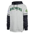 thumbnail image 2 of Men's '47 White Milwaukee Brewers Pinstripe Double Header Pullover Hoodie, 2 of 3