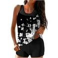 thumbnail image 2 of pstuiky Womens Swimsuits Print Crew Neck High Waist Adaptable Two Piece Swimwear Women's Swimwear Tankinis Chest Support with Boy Shorts Swimming Suits, 2 of 6