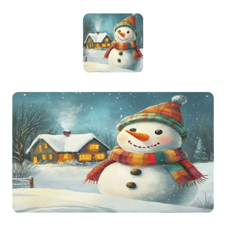 

Wobogo Colorful Scarf Snowman Placemats Coasters Set of 1 Heat-resistant Non-slip Easy to Clean Square Dinner Plate Mat