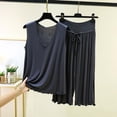thumbnail image 2 of UAMVSH Women's Plus Size Pajama Sets 2 Piece Ruffle Lounge Set V Neck Tank Top with Capri Pants Pjs Set Soft Nightwear, 2 of 5