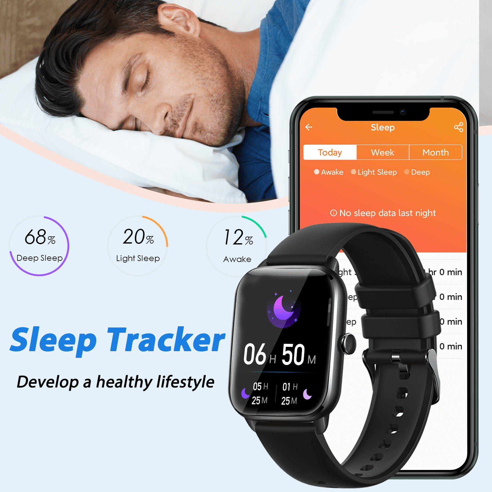 Cyberdyer KT65 Smart Watch for Men Women (Answer/Make Calls) 1.9”Large HD Screen Business Smart Watch Waterproof Fitness Tracker - Black