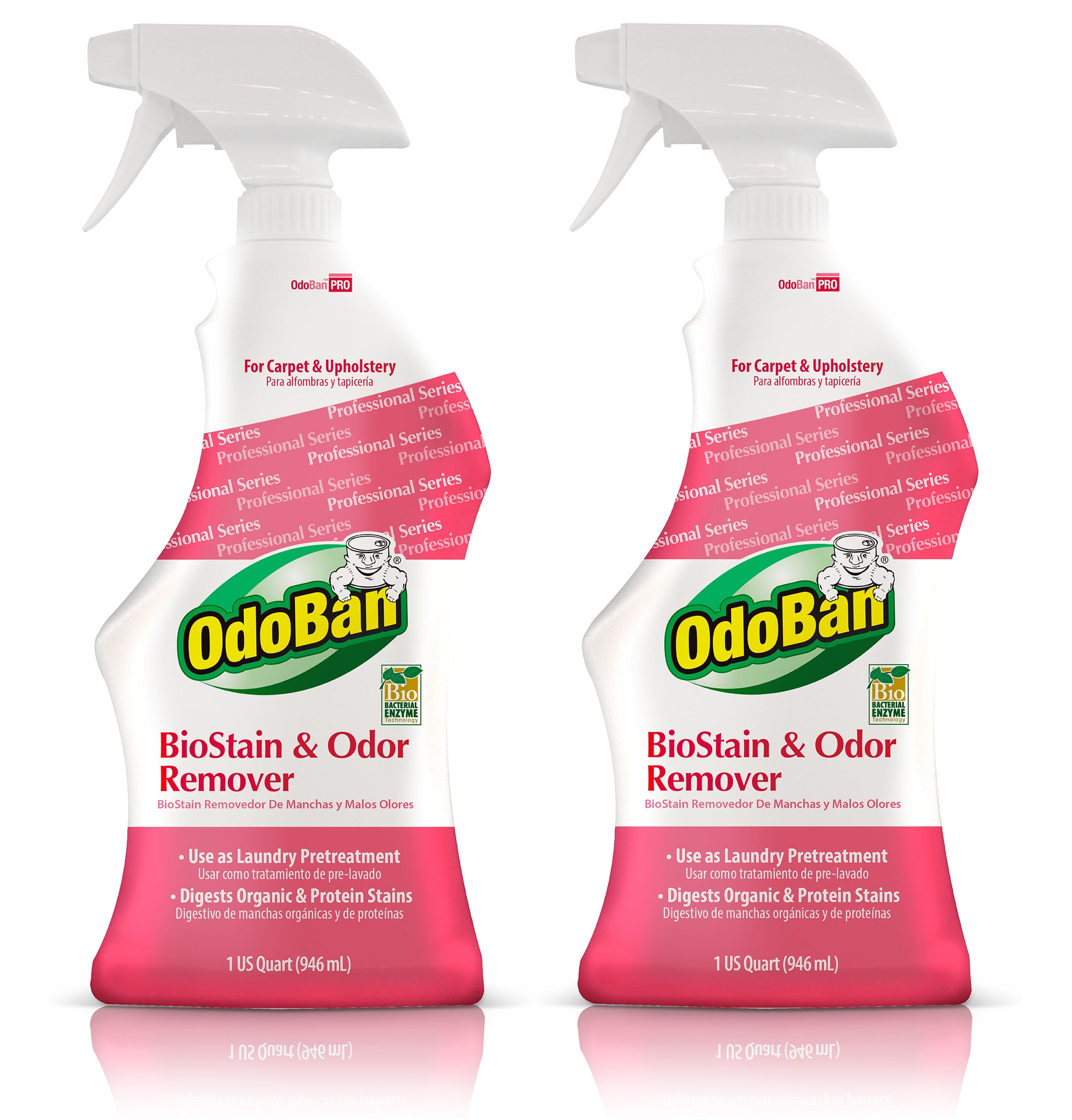 OdoBan Professional Cleaning BioStain and Odor Remover for Carpet and Upholstery, 32 oz Ready-to-Use Spray 2-Pack
