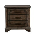 thumbnail image 2 of Benjara BM314551 30 in. Amey Nightstand, 3 Drawers with Bar Handles - Wood - Rustic Brown & Bronze, 2 of 6