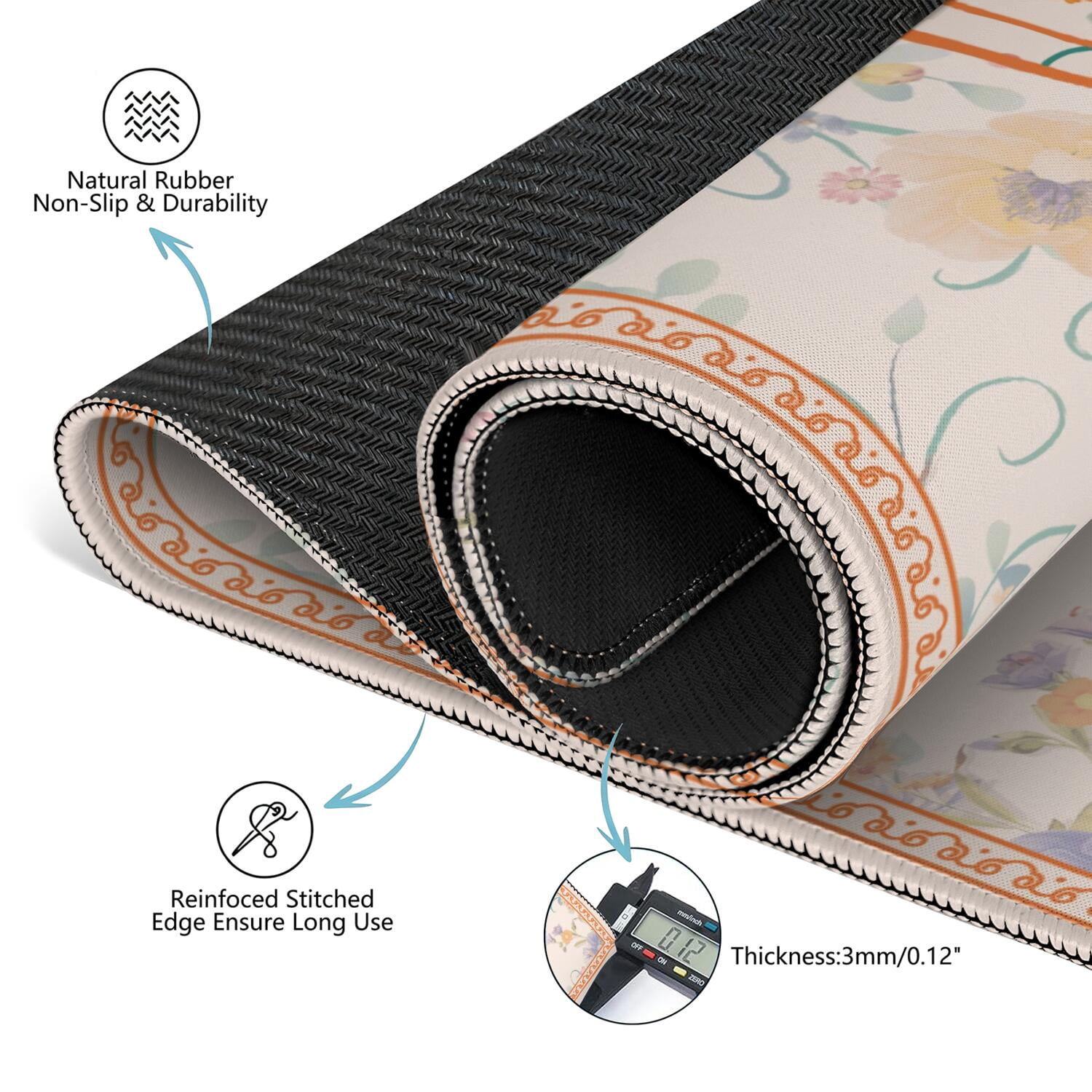 Flowers Mahjong Mat with Rules, 31.5*31.5in Anti Slip Mahjong Mat for Table, Noise Reduction, Neoprene Mah jongg Mats with Carrying Bag & 3 Dices, Mahjong Supplies Gift, Board Tile Games Mats