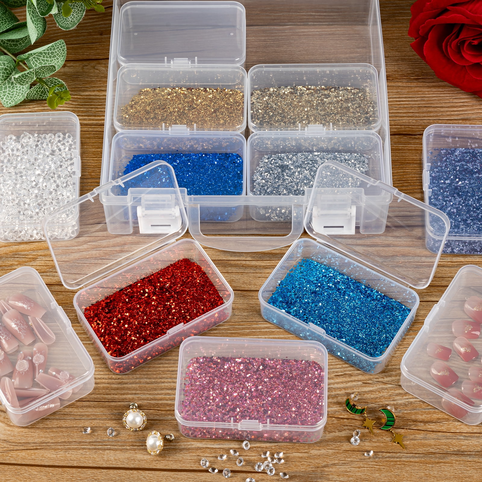 12 Slots Bead Storage Box, Bead Organizer Box, Diamond Paintings Accessory  Storage Containers for Craft Seed Jewelry Beads Rings Charms Glitter Rhinestones (1 Pack)