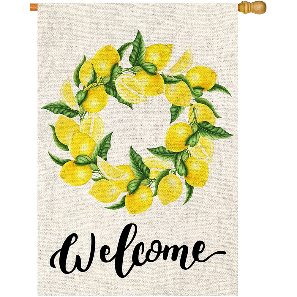 Atenia Burlap Lemon Garden Flag