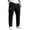 1-Black, variant on Cargo Pants for Men Waffle Knit Drawstring Waist Casual Pant Solid Color Workout Running Trousers with Zipper Pockets